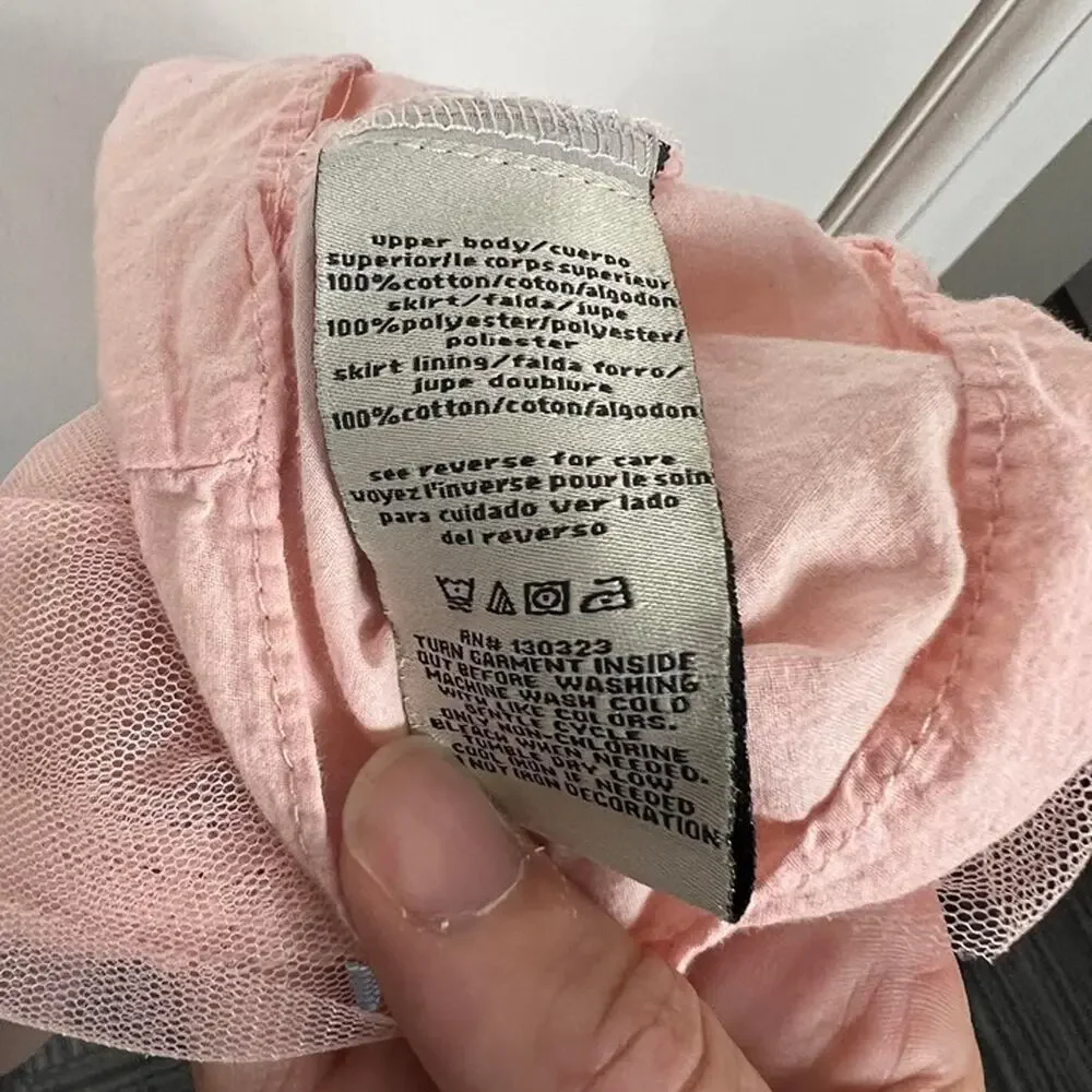 Calvin Klein Jeans Girls Denim & Pink Tulle Dress Ruffle Button Front Size 4T